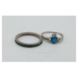 Stelring Silver Blue Sapphire & Green Stone Rings