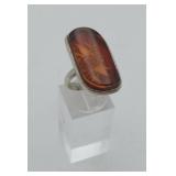 Sterling ? Baltic Amber Statement Ring