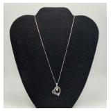 Sterling Silver Heart Pendant Necklace w/ CZ