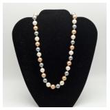 Sterling Silver Pearl Necklace MAYBE FAUX PERALS