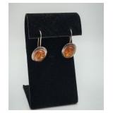 Sterling Silver Amber Dangle Earrings