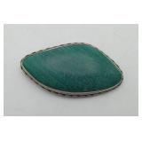 Sterling ? Malachite Artisan Made Brooch Pin