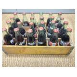 Yellow Coca-Cola Wooden Bottle Crate & 8ox Bottles