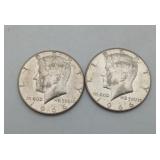 2-1966 Kennedy Half Dollar US Coins 40% Silver