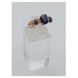 14K Yellow Gold Sapphire & Diamond Ring