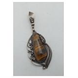 Sterling ? Artisan Made Tiger Eye Pendant