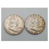 2-1963 Silver Half Dollar US Coins Ben Franklin