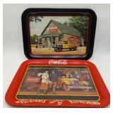 2 Tin Litho Coke Serving Trays Coca-Cola