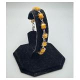 Sterling 925 Yellow Baltic Amber Link Bracelet