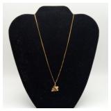 14k Gold Box Chain Necklace Grandma Pendant 1.2gms