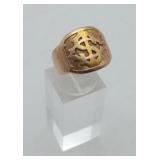 14k Gold Signet Crest Men's Ring 10.8 Grams