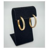 Sterling Gold Overlay CZ Hoop Earrings