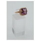 10k Amethyst Emerald Cut Ring 1.9g Needs Repair