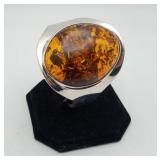 Sterling Large Baltic Amber Bracelet