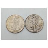 2-1944 Walking Liberty Silver Half Dollar US Coins