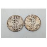 2 Walking Liberty Silver Half Dollar 50 cent Coins