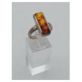 Sterling Baltic Amber Ring