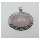 Sterling Silver Pink Rose Quartz Pendant