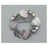 Sterling Silver Carl Art Heart Pin Brooch w/ CZ