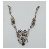 Filigree Silver Garnet Necklace