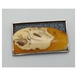 Sterling Silver Baltic Amber Pendant Brooch