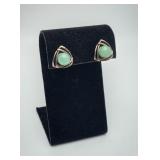 Sterling Silver Green Jade Earrings