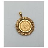 Gold Coin 1945 Mexican Dos Pesos 18k Gold Bezel
