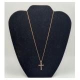 14k Gold & Moissanite Cross with Chain Necklace