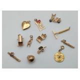 12 Gold & Gold FILLED Charms for Bracelet