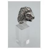 HEAVY Sterling Silver Lion Head Ring 20.6 grams