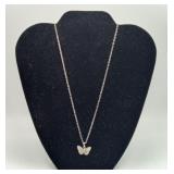Sterling Silver Necklace Butterfly Pendant not 925