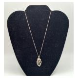 Sterling Silver Rose Pendant 'M' Necklace 3.8grams
