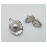Sterling Silver Freshwater Pearl Pendant Earrings