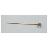 10k TESTED Stick Pin with Clear Round Stone