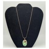 Sterling Silver Abalone Shell Pendant Necklace