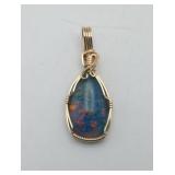 14k Gold FILLED Rainbow Opal Wire Wrapped Pendant