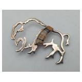 Navajo Sterling Silver Buffalo Pin Inlay Stones