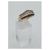 10k Gold Sapphire Clear Stone Tiered 3.3 tw CNOTES