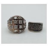 Sterling Silver Rings CZ & Marcasite STONE Missing
