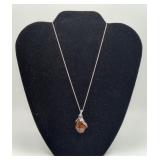 Sterling Silver Amber Pendant Necklace