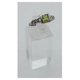 Sterling Silver Peridot Princess Cut Gemstone Ring