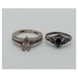 Onyx & CZ Sterling Silver Rings