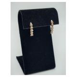 14k Gold Diamond Short Drop Tennis Earrings