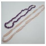 Amethyst & Pink Quartz Necklaces