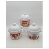 3 Campbell's Soup Tureens with laddles MINT