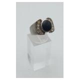 Sterling Silver Onyx CZ Gemstone Ring