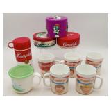 Vintage Campbell's Soup Plastic Mugs & Thermos