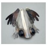 Sterling Silver Glass Eye Frog Brooch Pen 11 Grams