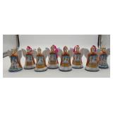 Russian Painted Ukraine Pottery Angels 8 pcs