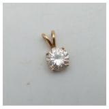 14k Gold Clear Stone Pendant